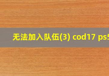 无法加入队伍(3) cod17 ps5